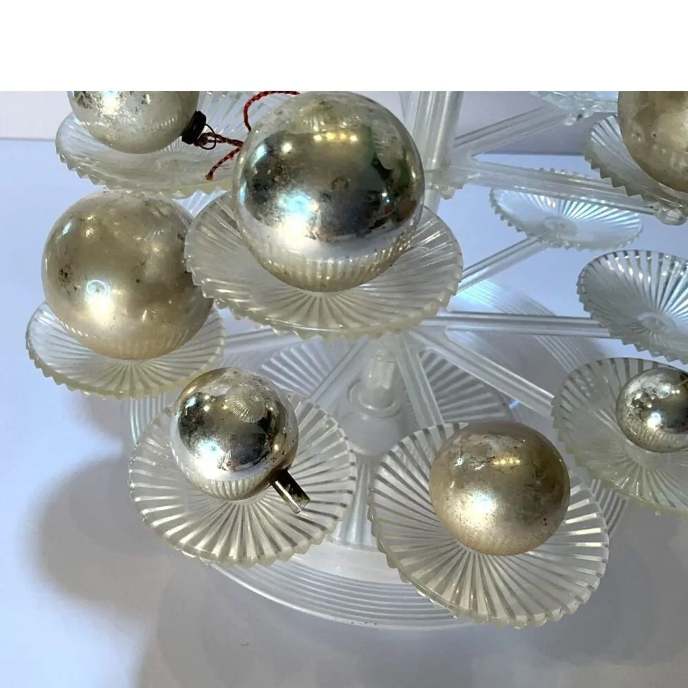12 vintage silver Christmas balls; different sizes - Shiny Brite must see